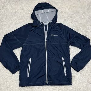 Walt Disney World Parks Jacket Windbreaker Rain Coat Hooded Zip Up BLUE Men’s S